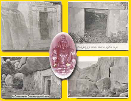 A cave near Devarayapatna & inset Lord Siddalingeshwara Idol